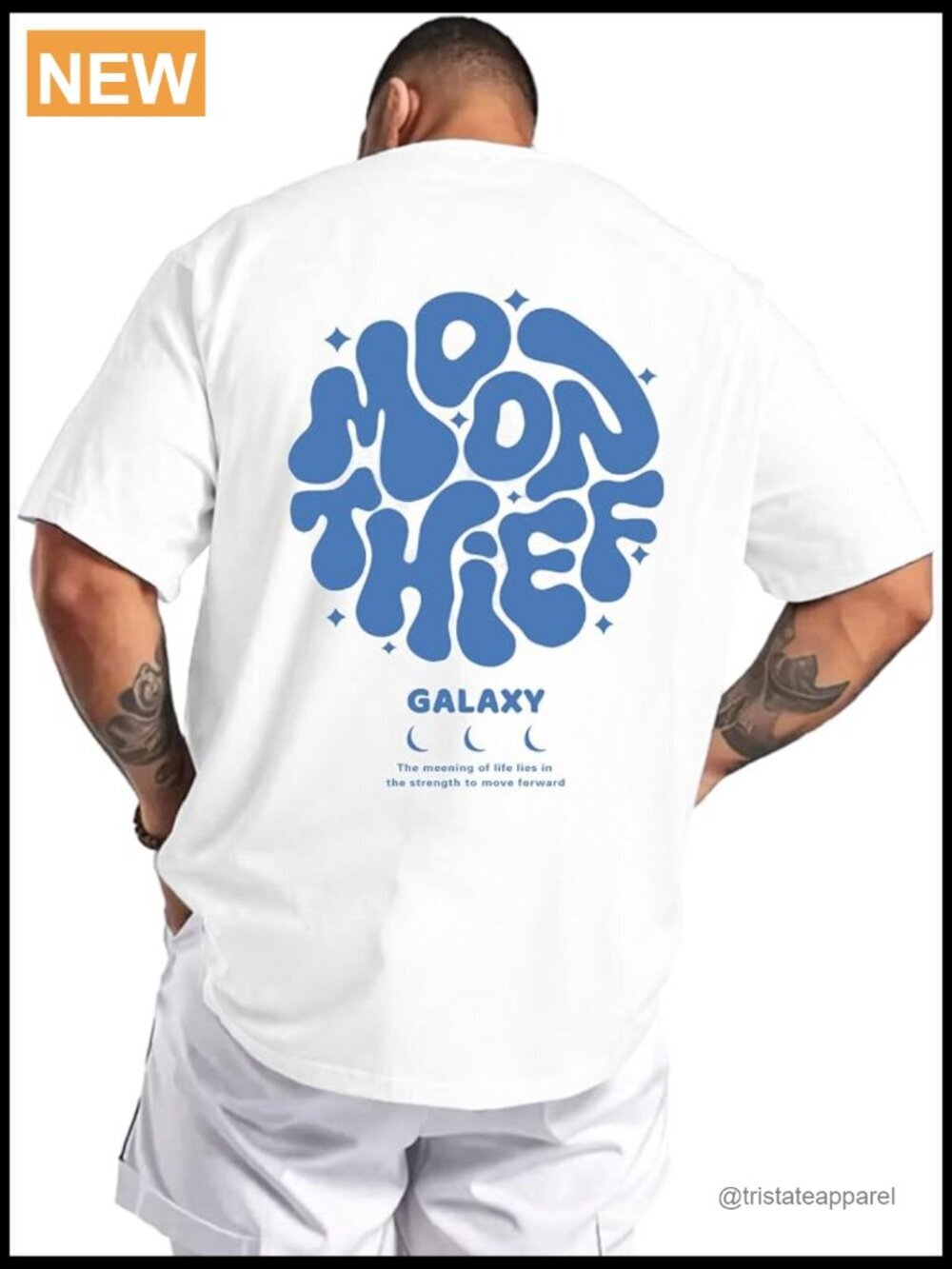 Mens Vintage Streetwear Tee Regular Fit Galaxy Back Graphic T-Shirt